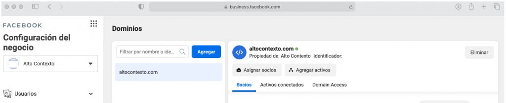 verificar tu dominio en el Facebook Business Manager final