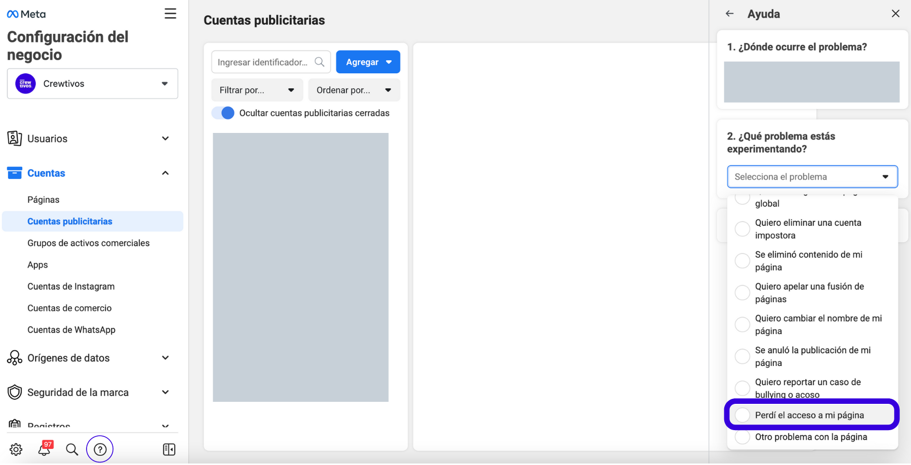 Recuperar fanpage de Facebook 2